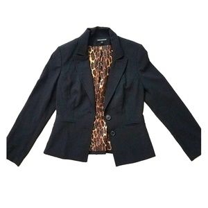 Leopard lined black suit jacket
